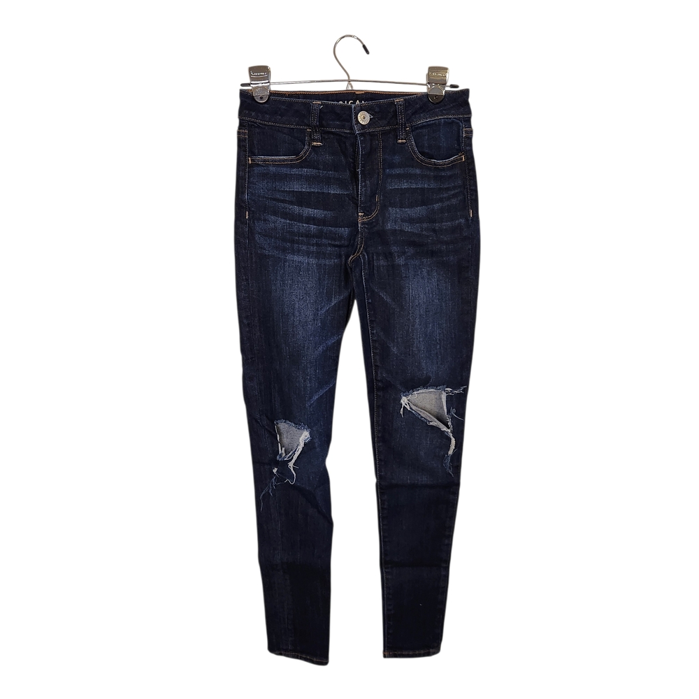 American Eagle Outfitters Dark Blue Distressed Skinny Jeans